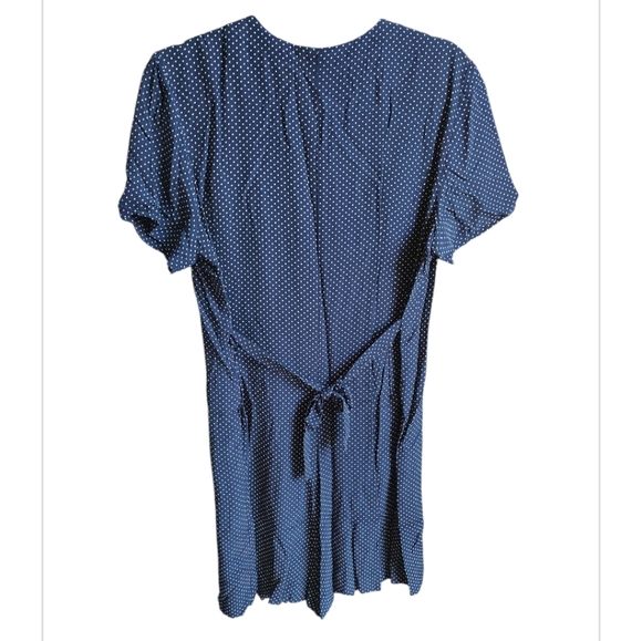 Tablets Petites Vintage Navy Blue Polka Dot Button Down Romper Size 16 - Picture 2 of 5